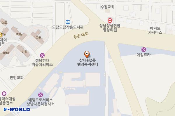 상대원2동행정복지센터 위치 지도 — 경기도 성남시 중원구 둔촌대로 388 (상대원동)