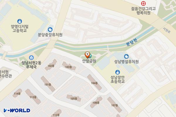 안말어린이공원 위치 지도 — 경기도 성남시 분당구 분당동 194-3