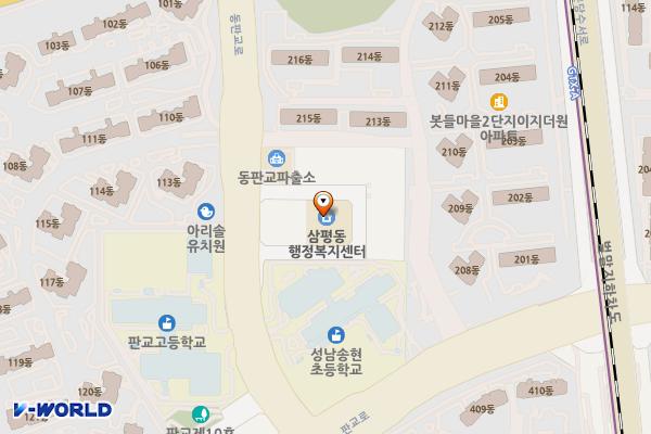 삼평동행정복지센터 위치 지도 — 경기도 성남시 분당구 동판교로266번길 7 (삼평동)