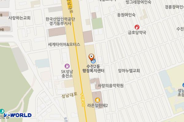 수진2동행정복지센터 위치 지도 — 경기도 성남시 수정구 성남대로 1204 (수진동)