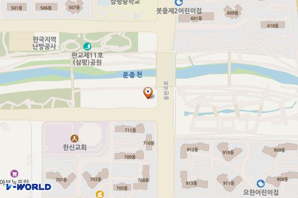 KH에너지(주)직영 판교운중주유소 위치 지도 — 경기도 성남시 분당구 동판교로 177 (삼평동)