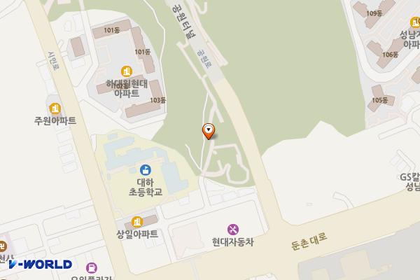 대원공원(상원정 게이트볼장 옆) 위치 지도 — 경기도 성남시 중원구 하대원동 205-1