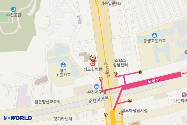 성모윌병원 위치 지도 — 경기도 성남시 수정구 성남대로 1171 (수진동)