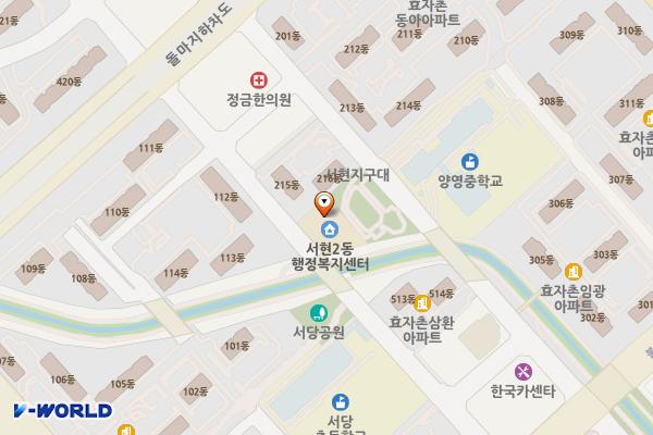 서현2동행정복지센터 위치 지도 — 경기도 성남시 분당구 돌마로476번길 17 (서현동)