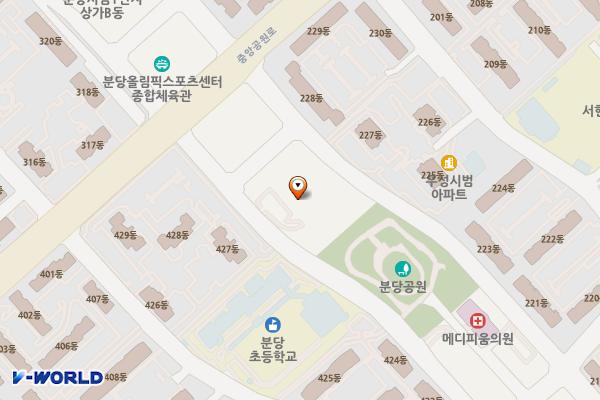 분당시범현대상가 위치 지도 — 경기도 성남시 분당구 중앙공원로40번길 8 (서현동)