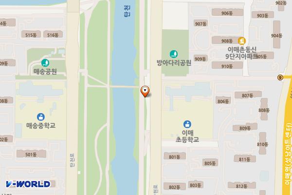 탄천 우안6(이매초교) 위치 지도 — 경기도 성남시 분당구 이매동 129-9