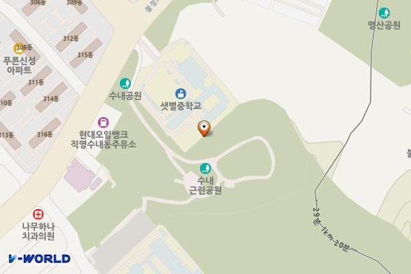 수내공원(샛별중학교 옆) 위치 지도 — 경기도 성남시 분당구 수내동 155-4