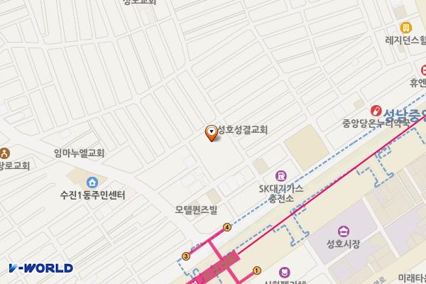 성남문화의집 위치 지도 — 경기도 성남시 수정구 산성대로215번길 7 (신흥동)