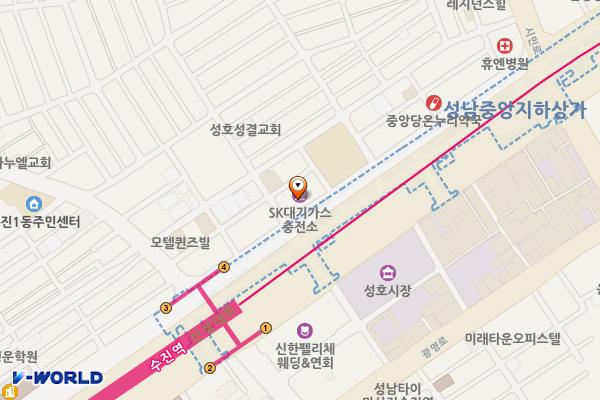 SK엔크린 LPG대기가스충전소 위치 지도 — 경기도 성남시 수정구 산성대로 217 (신흥동)