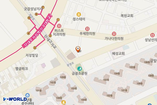 단대마트시장 위치 지도 — 경기도 성남시 중원구 광명로 289 (금광동)