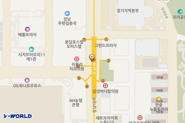 지하철 분당선 오리역 위치 지도 — 경기도 성남시 분당구 성남대로 지하 55 (구미동)