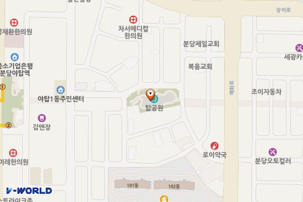 탑어린이공원 위치 지도 — 경기도 성남시 분당구 야탑동 385