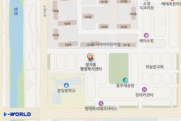 정자동행정복지센터 위치 지도 — 경기도 성남시 분당구 황새울로 18번길 14 (정자동)
