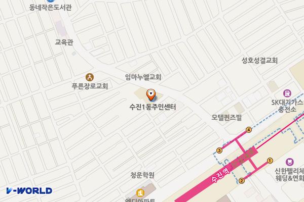 수진1동행정복지센터 위치 지도 — 경기도 성남시 수정구 탄리로 19 (수진동)