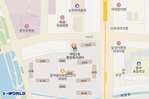 야탑2동행정복지센터 위치 지도 — 경기도 성남시 분당구 야탑로 76번길 5 (야탑동)