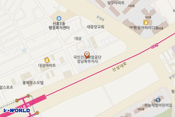 성남우체국 위치 지도 — 경기도 성남시 수정구 산성대로 301, 성남우체국 (신흥동)