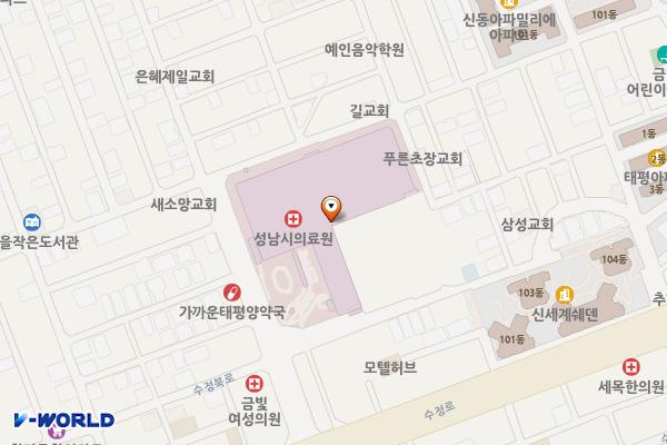 성남아트리움 위치 지도 — 경기도 성남시 수정구 수정로171번길 10, 성남시의료원 (태평동)