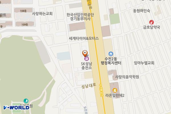 한일가스산업㈜ 위치 지도 — 경기도 성남시 수정구 성남대로 1203 (수진동)
