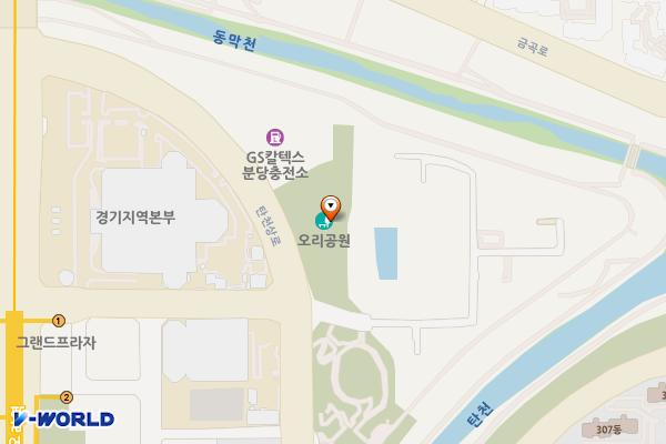 오리공원 위치 지도 — 경기도 성남시 분당구 구미동 193-1