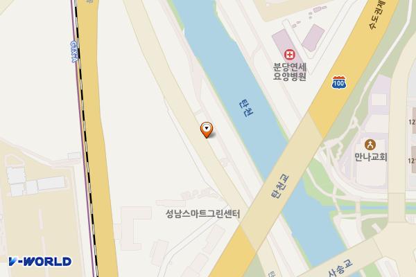 탄천 좌안9(쉐보레서비스) 위치 지도 — 경기도 성남시 분당구 야탑동 485-10