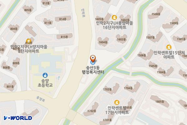 송산3동 행정복지센터 4층 위치 지도 — 경기도 의정부시 민락로 360 (낙양동, 송산3동 공공복합청사)