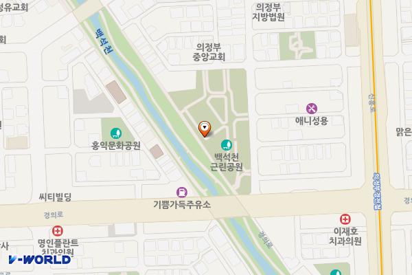 백석천 근린공원 위치 지도 — 경기도 의정부시 경의로55번길 21  (의정부동)