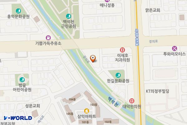 의정부시 봉사회관 1층 위치 지도 — 경기도 의정부시 신흥로 177-27 (의정부동, 의정부시봉사회관)