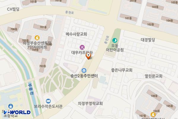 송산지구대 위치 지도 — 경기도 의정부시 용민로 119 (민락동, 송산지구대)