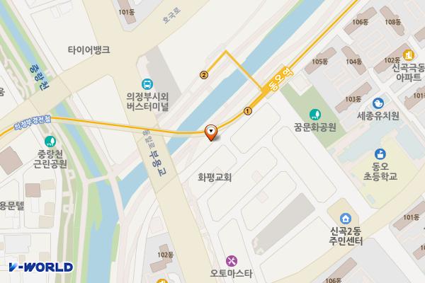 부용천 땅콩화장실 위치 지도 — 경기도 의정부시 장곡로 463 (신곡동)