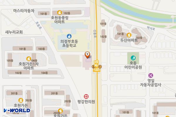 호원병원 위치 지도 — 경기도 의정부시 신흥로 145-1 (호원동)