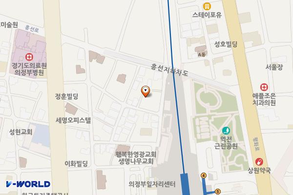 의정부2동 공중화장실 위치 지도 — 경기도 의정부시 흥선로168번길 10-3  (의정부동)