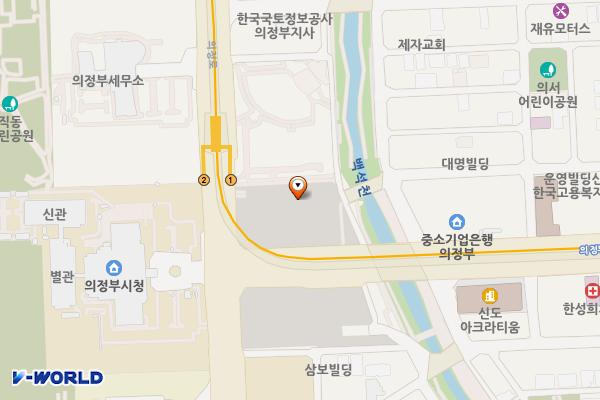 백석천 제2지하주차장 위치 지도 — 경기도 의정부시 시민로19번길 13 (의정부동)