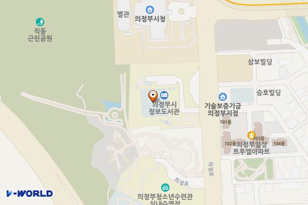 의정부정보도서관 지하1층 위치 지도 — 경기도 의정부시 의정로 41 (의정부동, 의정부정보도서관겸의회청)