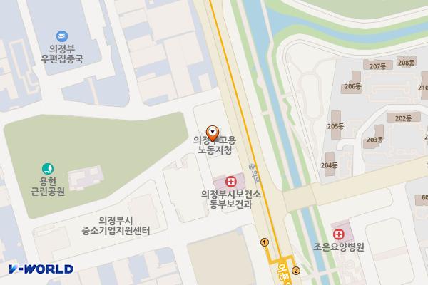 중부지방고용노동청의정부지청 1층 위치 지도 — 경기도 의정부시 충의로 143 (용현동, 중부지방고용노동청의정부지청)