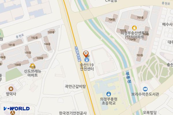 송산119안전센터 위치 지도 — 경기도 의정부시 충의로 90 (용현동, 송산119안전센터)