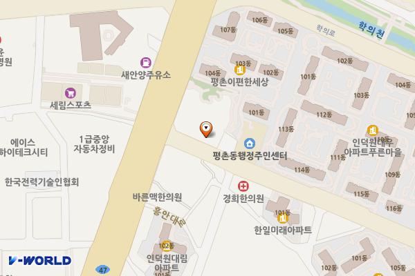 평촌동 행정복지센터 화장실 위치 지도 — 경기도 안양시 동안구 흥안대로456번길 21