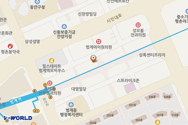 중앙프라자 위치 지도 — 경기도 안양시 동안구 평촌대로223번길 42 (호계동)
