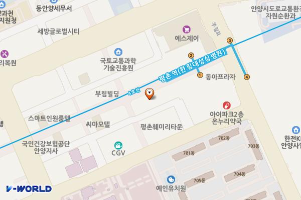 신세대타운상가 위치 지도 — 경기도 안양시 동안구 관평로182번길 48, 신세대상가 (관양동)