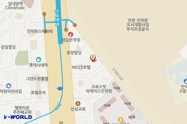 신한데뷰오피스텔 개방화장실 위치 지도 — 경기도 안양시 동안구 안양판교로 20(관양동)