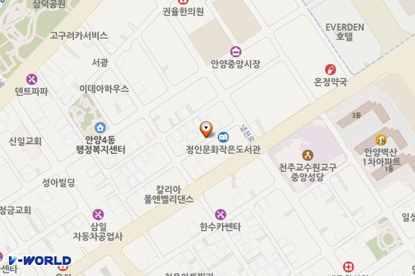 중앙시장 상인회관 공중화장실 위치 지도 — 경기도 안양시 만안구 냉천로185번길 8 (안양동)