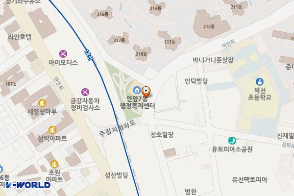안양7동 행정복지센터 공중화장실 위치 지도 — 경기도 안양시 만안구 덕천로 115