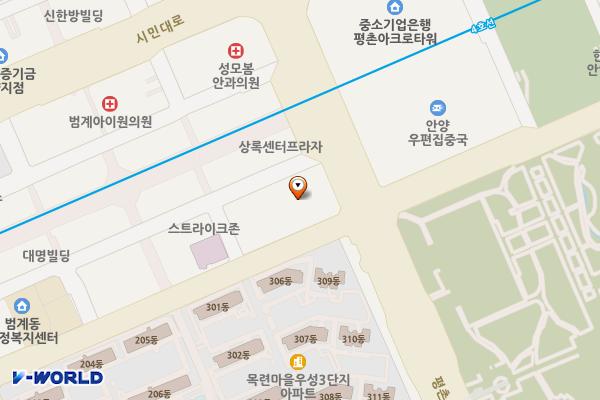 한솔센트럴파크1차 개방화장실 위치 지도 — 경기도 안양시 동안구 평촌대로 217, 한솔센트럴파크 I 1층 (호계동)