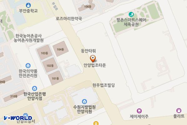안양법조타운 개방화장실 위치 지도 — 경기도 안양시 동안구 부림로 156(관양동)
