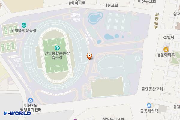 안양종합운동장 빙상장 위치 지도 — 경기도 안양시 동안구 평촌대로 389