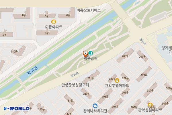 학운공원 공중화장실(2) 위치 지도 — 경기도 안양시 동안구 비산동 1099