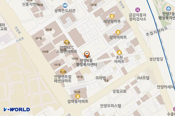 안양6동 행정복지센터 공중화장실 위치 지도 — 경기도 안양시 만안구 안양로170번길 23