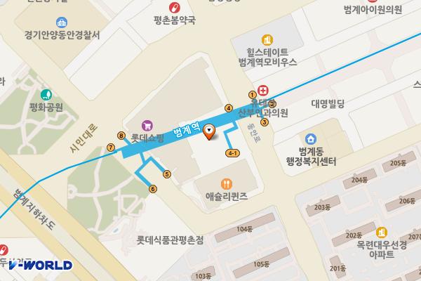 범계역(4호선) 공중화장실 위치 지도 — 경기도 안양시 동안구 동안로 130 지하
