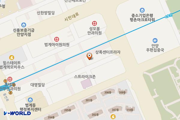 대건빌딩 개방화장실 위치 지도 — 경기도 안양시 동안구 평촌대로223번길 19, 대건상가 (호계동)