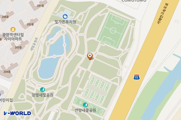 안양새물공원 위치 지도 — 경기도 안양시 만안구 석천로 1 (박달동)