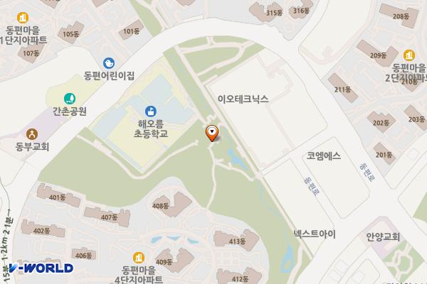 해오름공원 공중화장실 위치 지도 — 경기도 안양시 동안구 동편로13번길 57